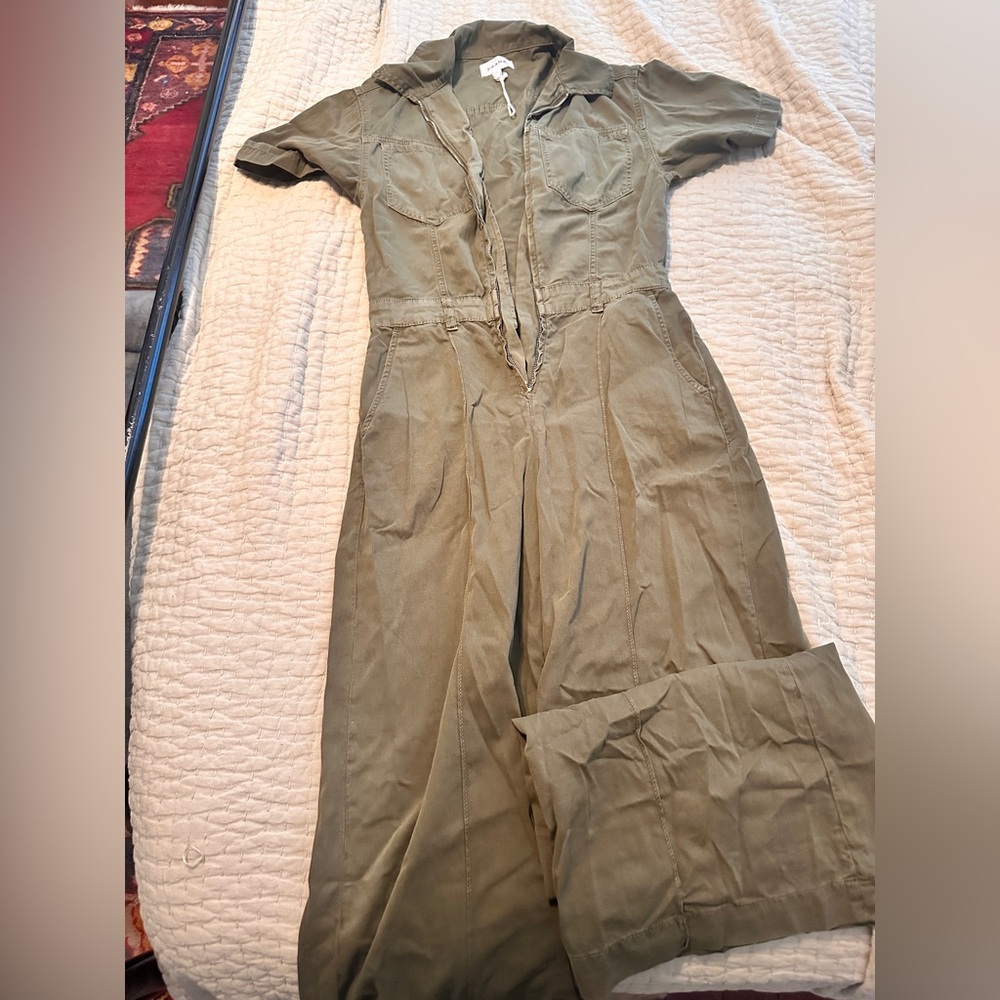 FRAME Olive Green Jumpsuit missing zipper pull!